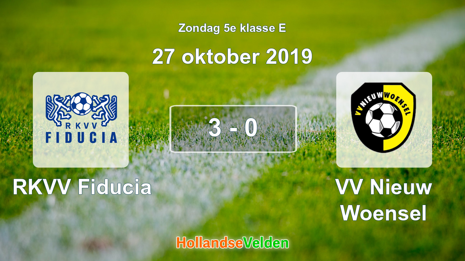 Gespeelde wedstrijd: RKVV Fiducia - VV Nieuw Woensel 3 - 0 (27 oktober 2019)
