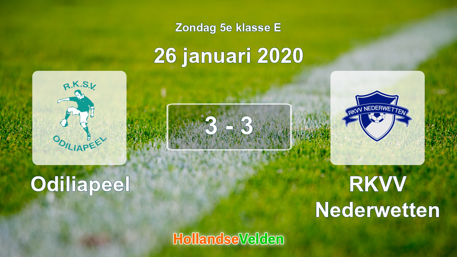 Gespeelde wedstrijd: Odiliapeel - RKVV Nederwetten 3 - 3 (26 januari 2020)