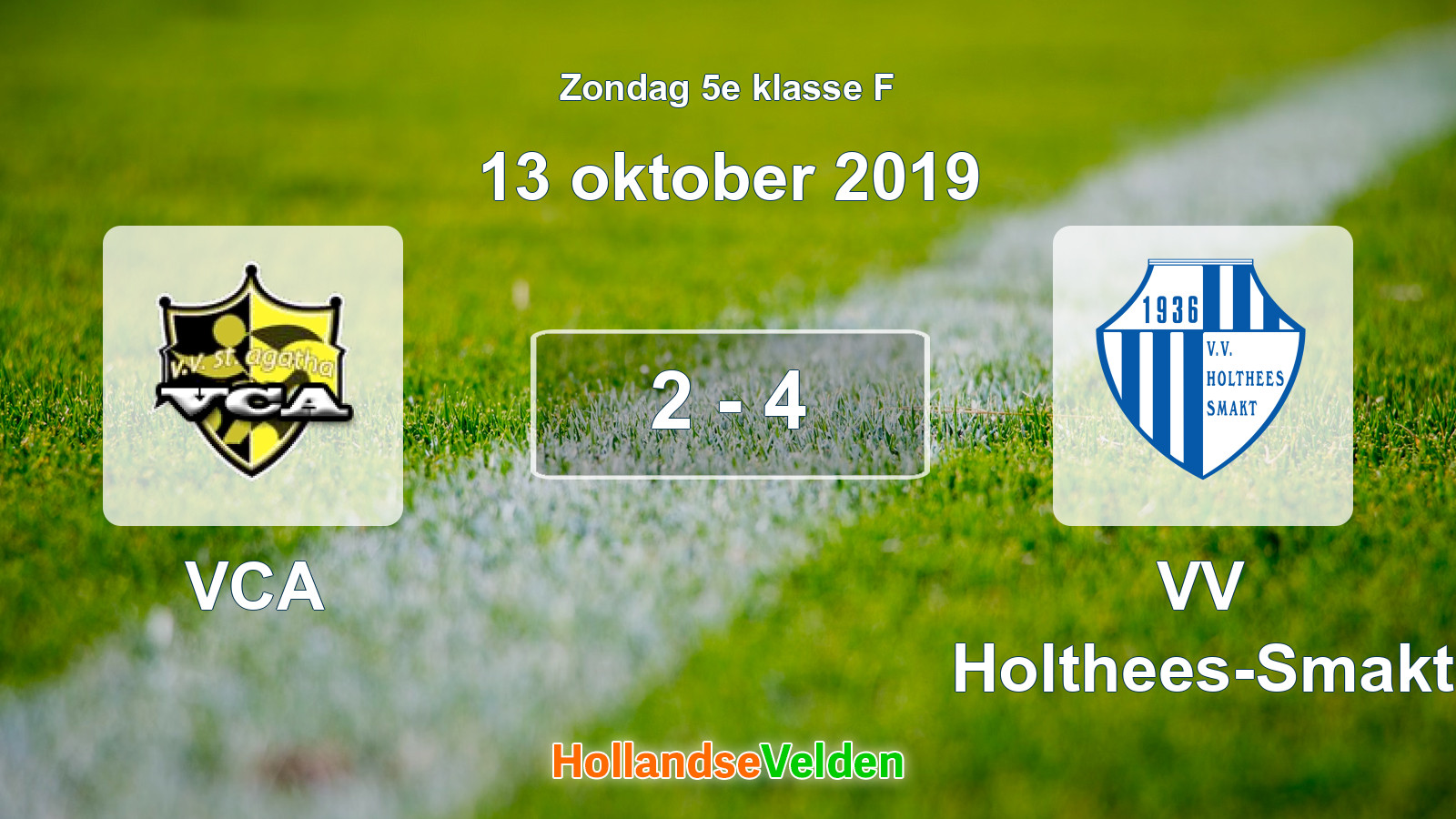 Gespeelde wedstrijd: VCA - VV Holthees-Smakt 2 - 4 (13 oktober 2019)