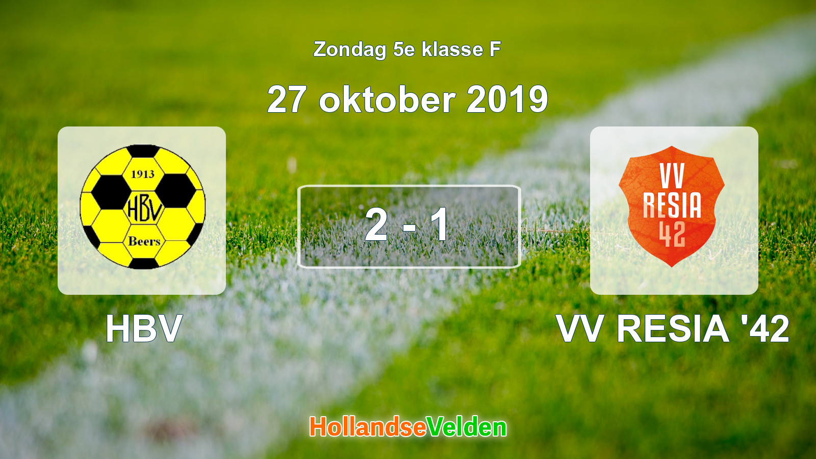 Gespeelde wedstrijd: HBV - VV RESIA '42 2 - 1 (27 oktober 2019)
