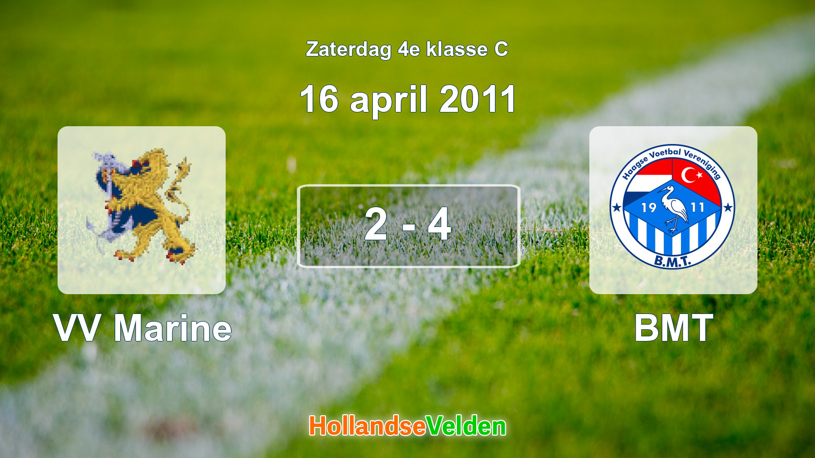 Gespeelde wedstrijd: VV Marine - BMT 2 - 4 (16 april 2011)