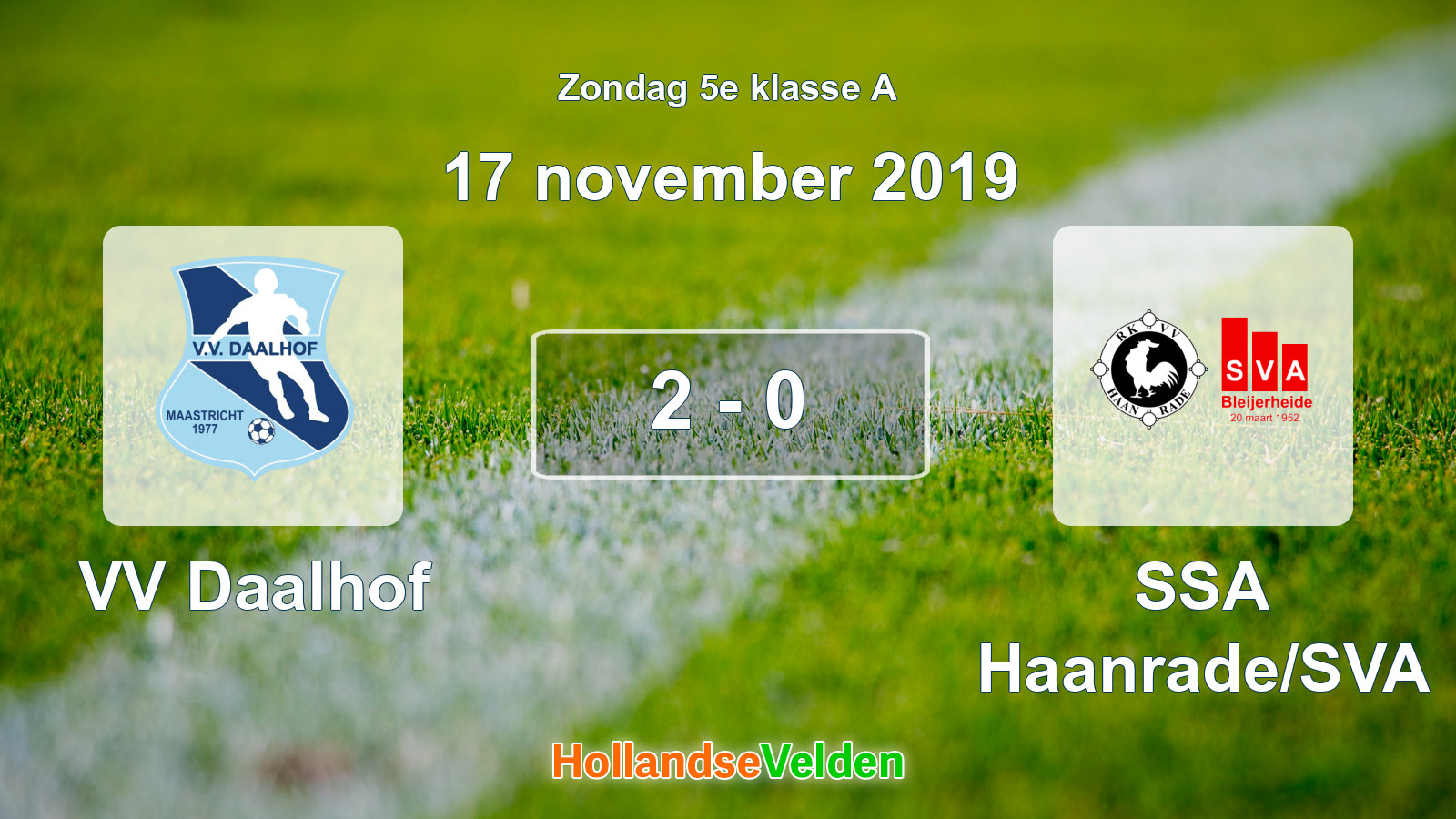 Gespeelde wedstrijd: VV Daalhof - SSA Haanrade/SVA 2 - 0 (17 november 2019)