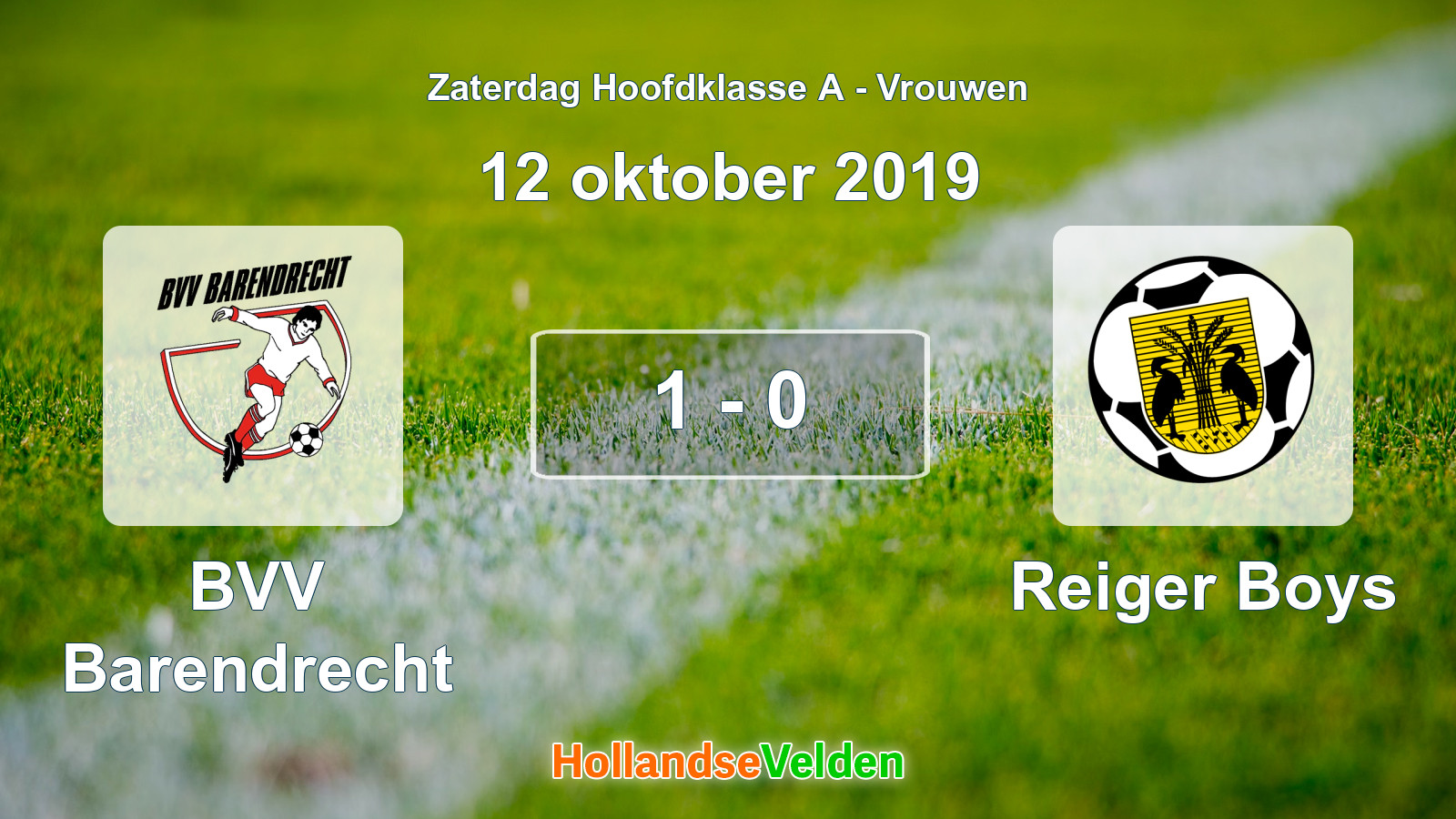 Gespeelde wedstrijd: BVV Barendrecht - Reiger Boys 1 - 0 (12 oktober 2019)