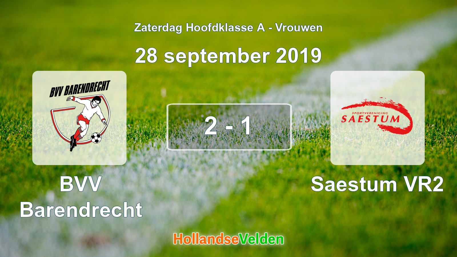 Gespeelde wedstrijd: BVV Barendrecht - Saestum VR2 2 - 1 (28 september 2019)