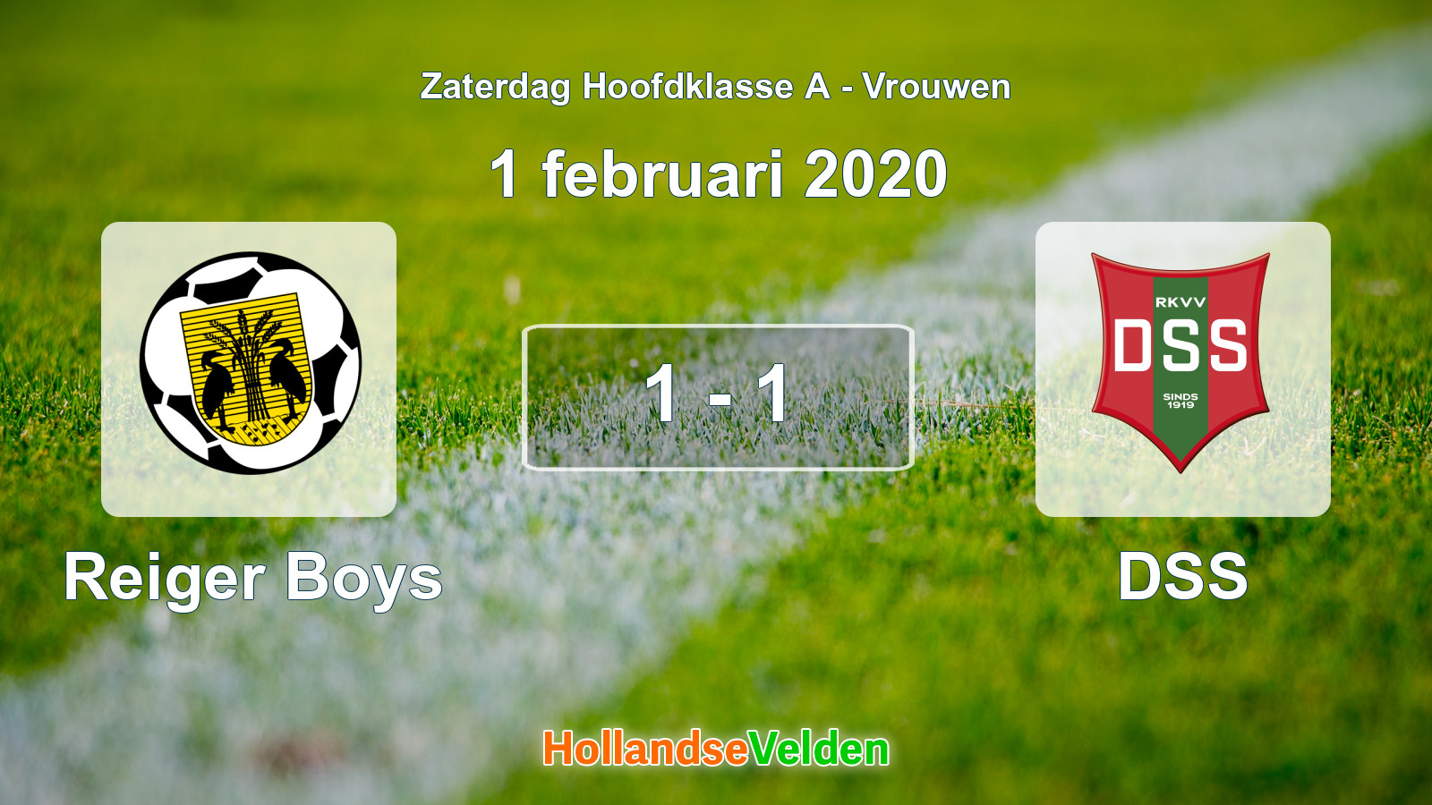 Gespeelde wedstrijd: Reiger Boys - DSS 1 - 1 (1 februari 2020)