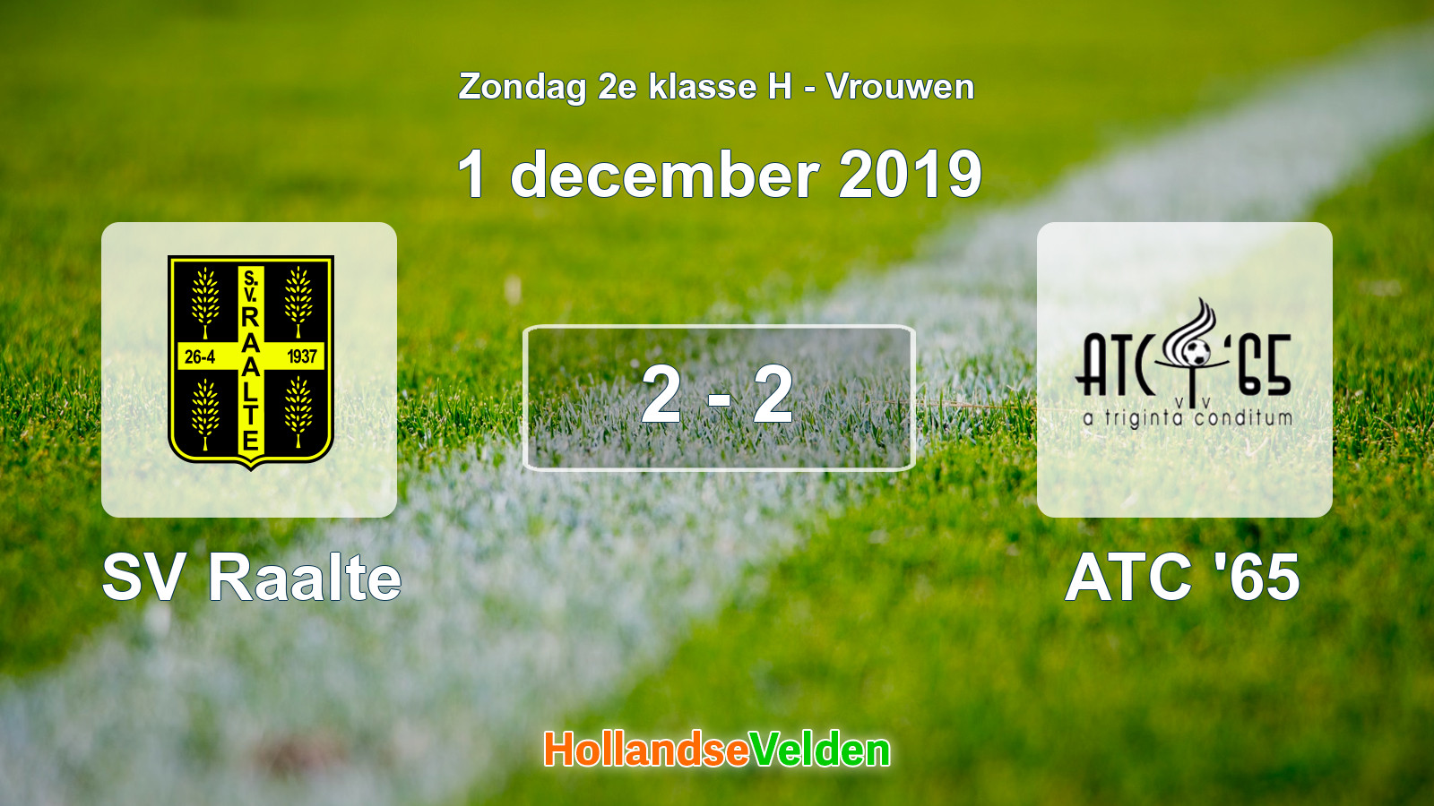 Gespeelde wedstrijd: SV Raalte - ATC '65 2 - 2 (1 december 2019)