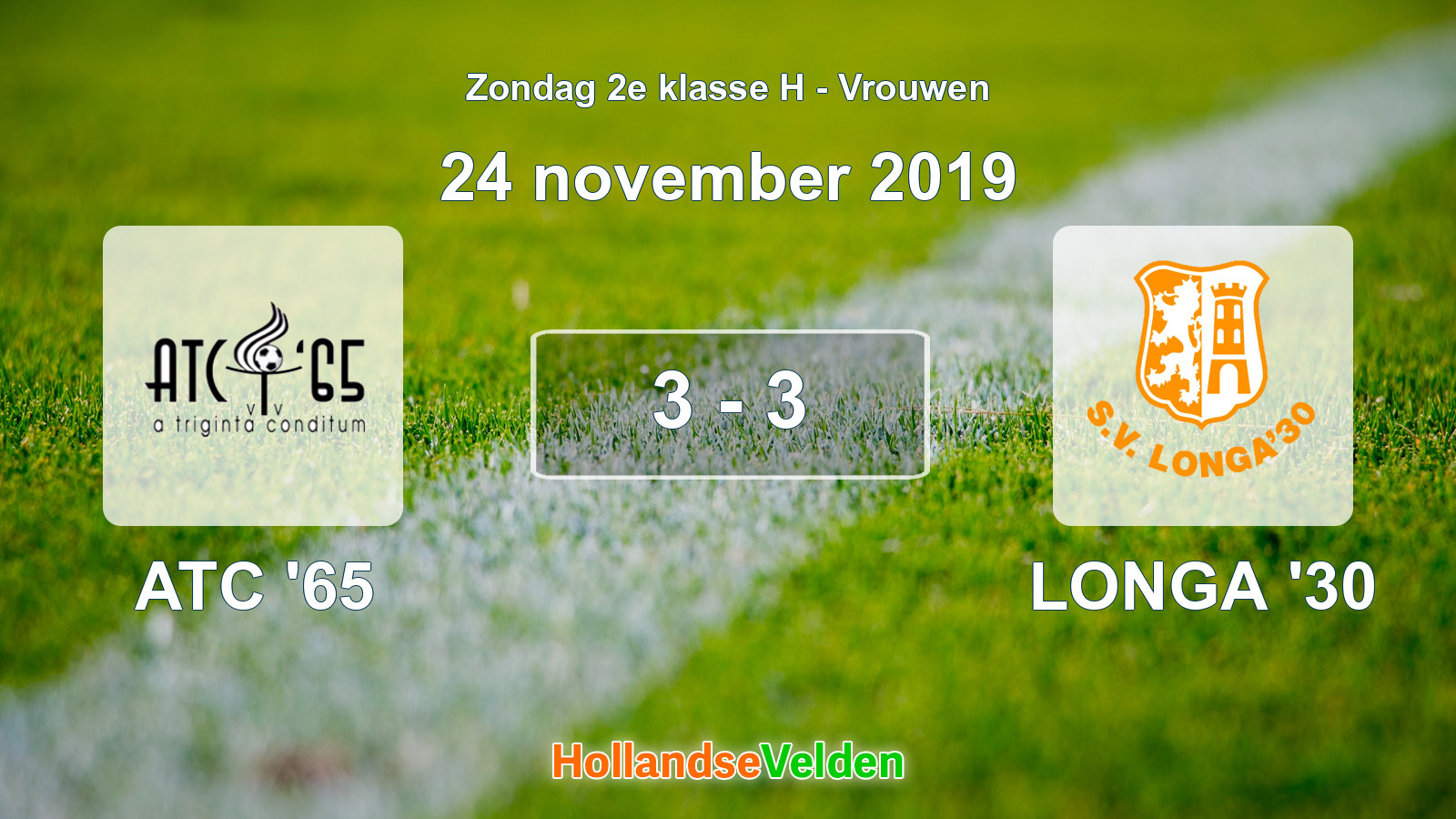Gespeelde wedstrijd: ATC '65 - LONGA '30 3 - 3 (24 november 2019)