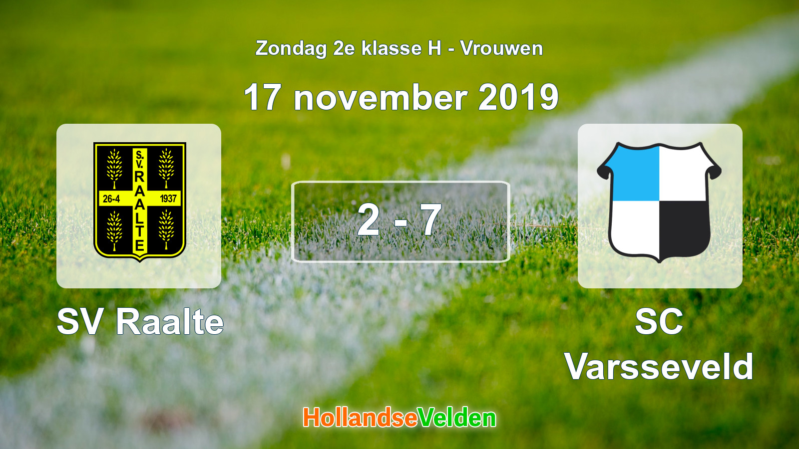 Gespeelde wedstrijd: SV Raalte - SC Varsseveld 2 - 7 (17 november 2019)