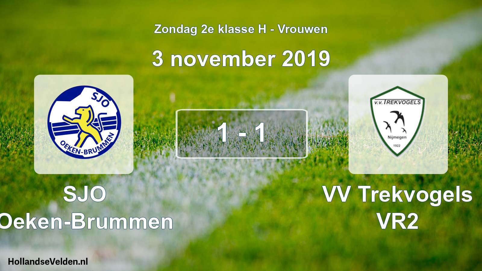 Gespeelde wedstrijd: SJO Oeken-Brummen - VV Trekvogels VR2 1 - 1 (3 november 2019)