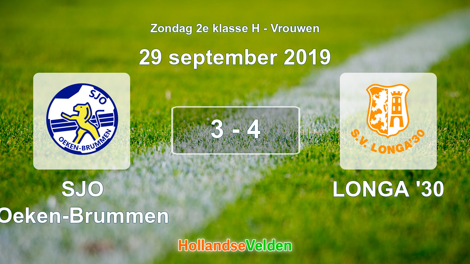 Gespeelde wedstrijd: SJO Oeken-Brummen - LONGA '30 3 - 4 (29 september 2019)