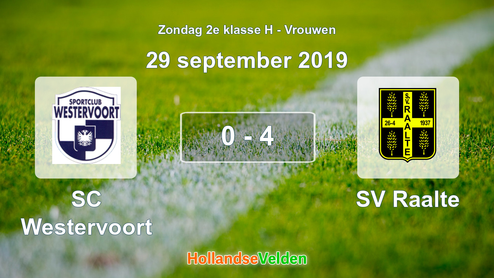 Gespeelde wedstrijd: SC Westervoort - SV Raalte 0 - 4 (29 september 2019)