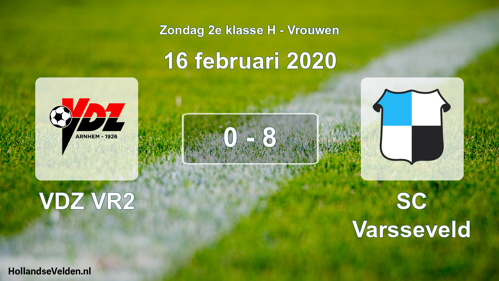 Gespeelde wedstrijd: VDZ VR2 - SC Varsseveld 0 - 8 (16 februari 2020)