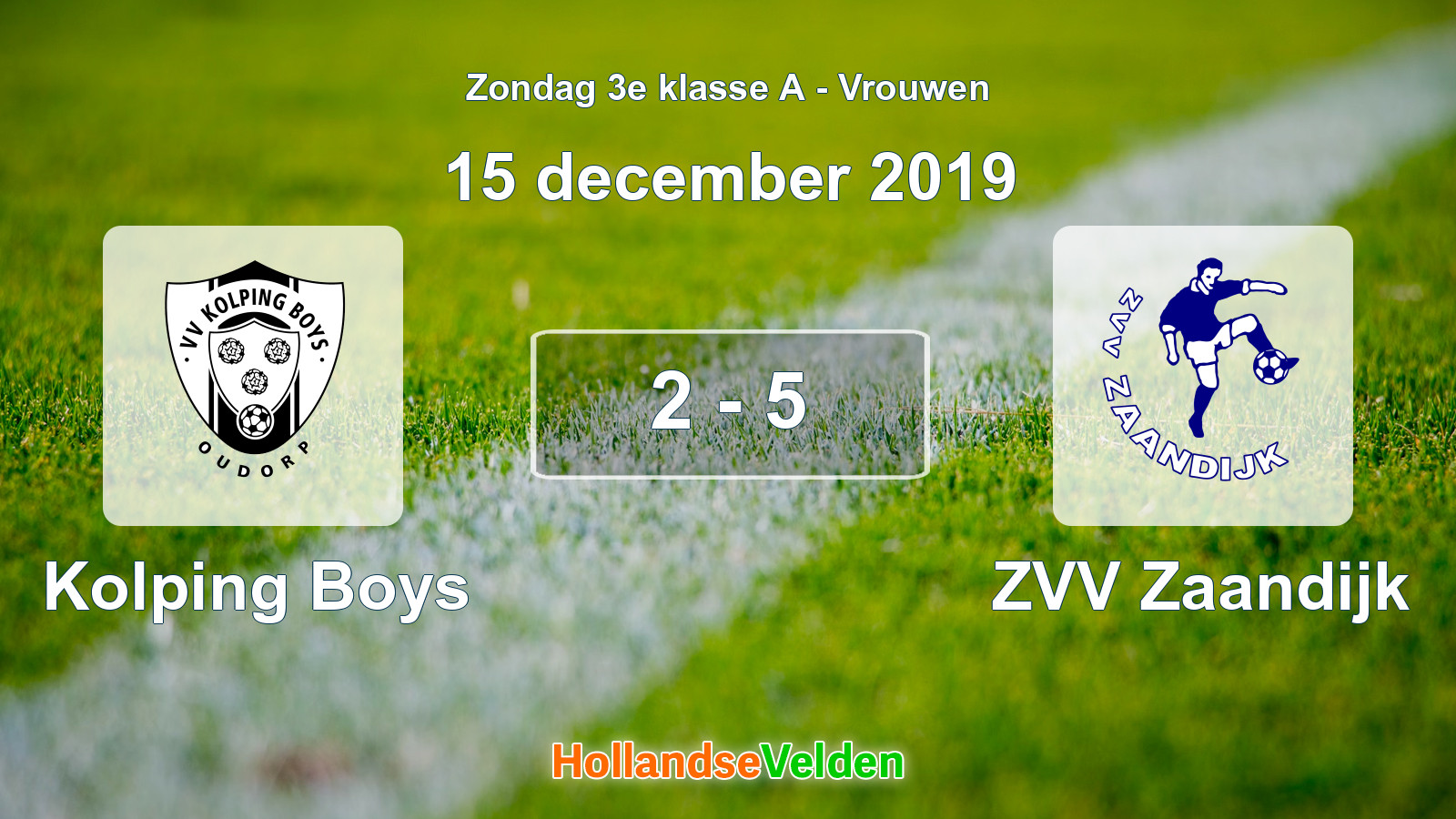 Gespeelde wedstrijd: Kolping Boys - ZVV Zaandijk 2 - 5 (15 december 2019)