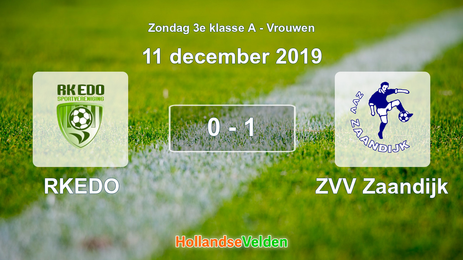 Gespeelde wedstrijd: RKEDO - ZVV Zaandijk 0 - 1 (11 december 2019)