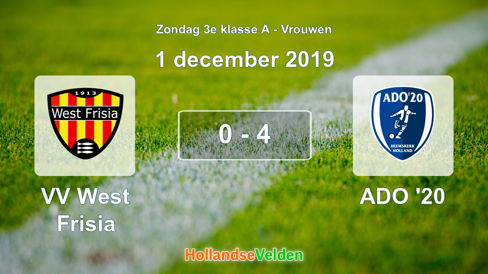 Gespeelde wedstrijd: VV West Frisia - ADO '20 0 - 4 (1 december 2019)