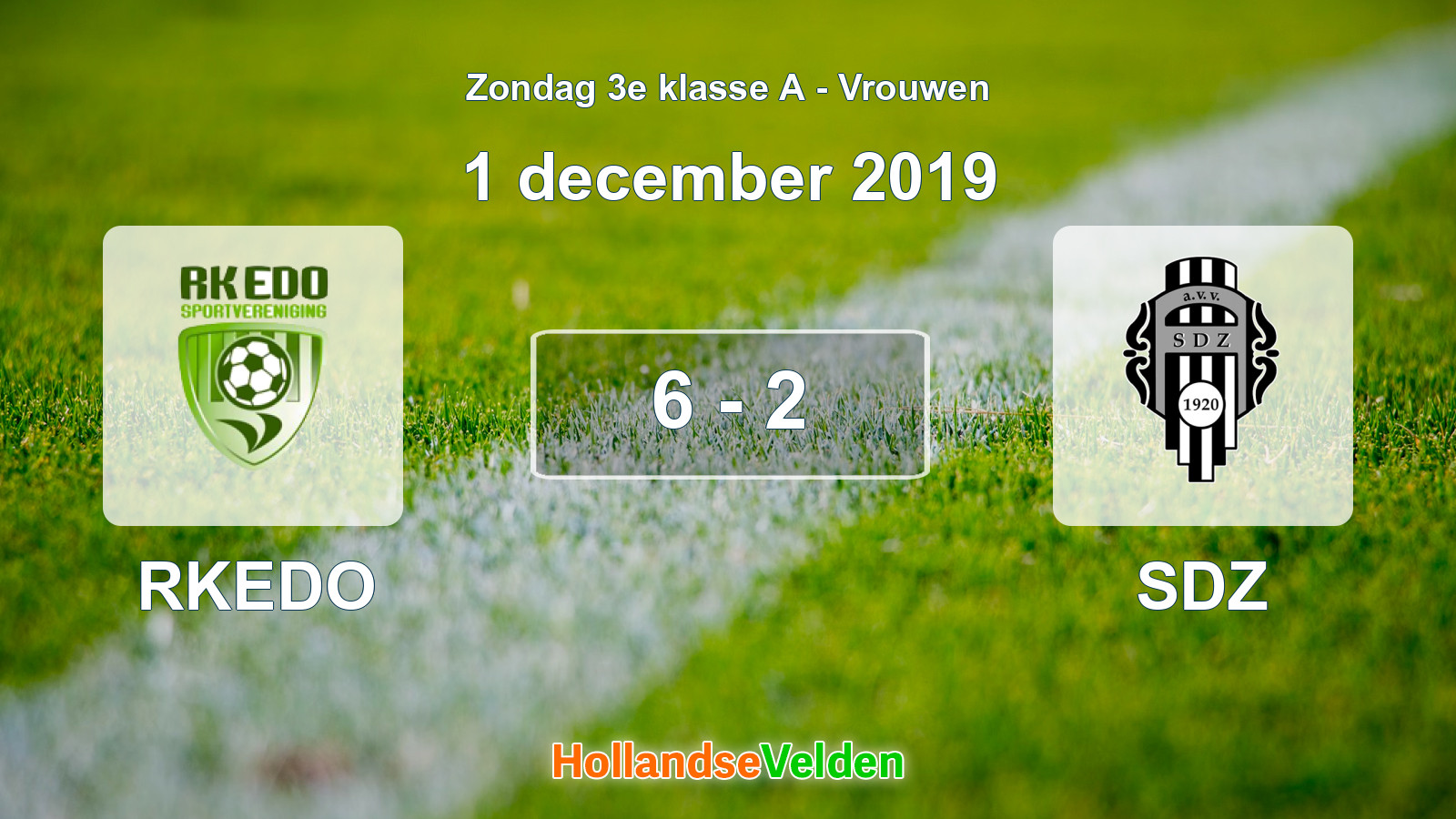 Gespeelde wedstrijd: RKEDO - SDZ 6 - 2 (1 december 2019)