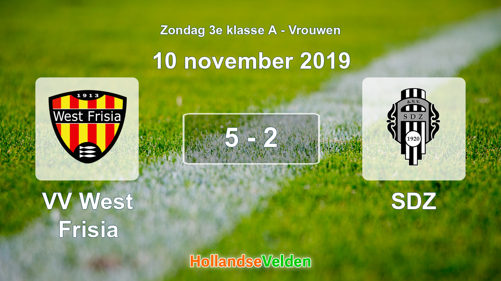Gespeelde wedstrijd: VV West Frisia - SDZ 5 - 2 (10 november 2019)