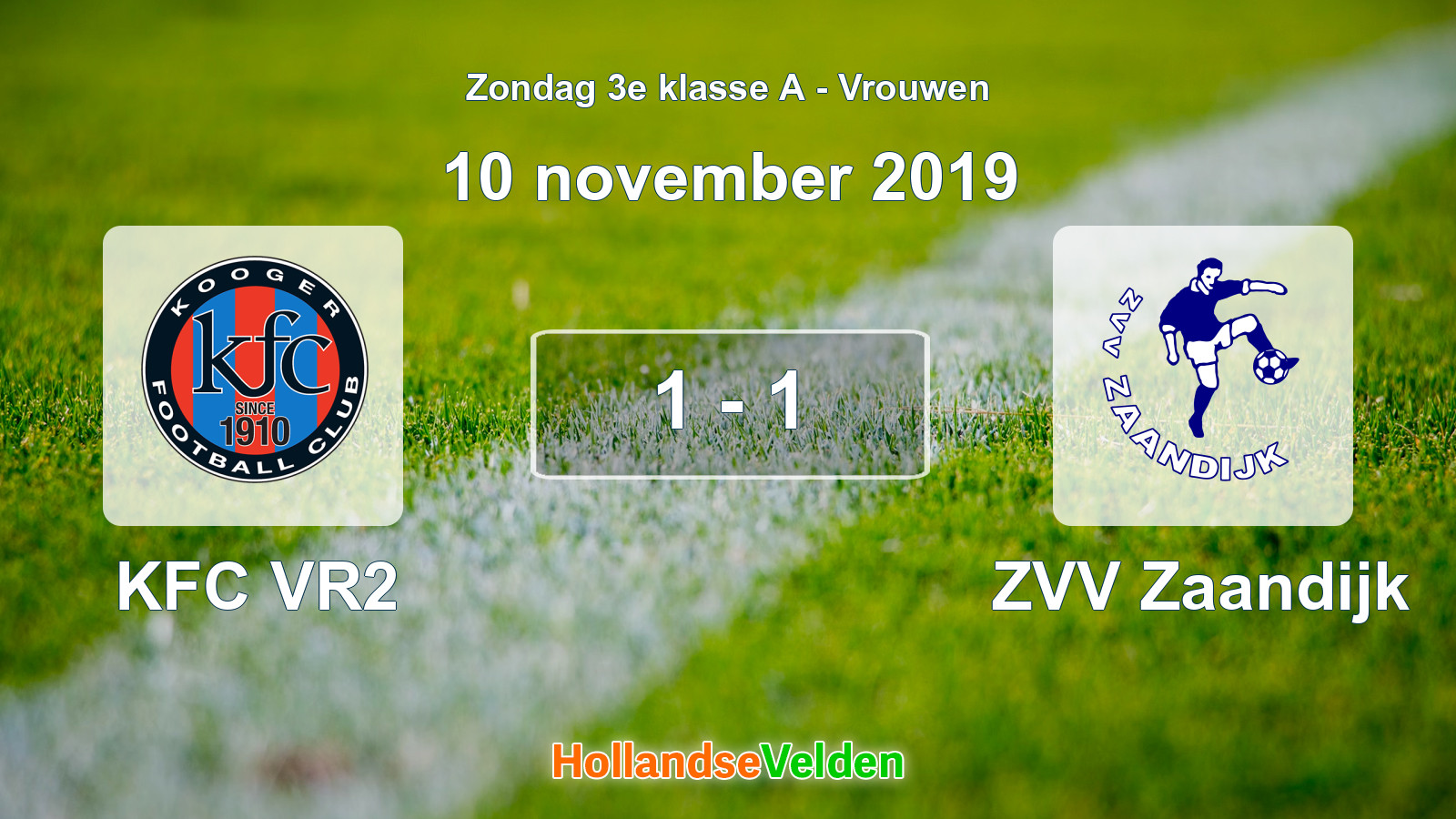 Gespeelde wedstrijd: KFC VR2 - ZVV Zaandijk 1 - 1 (10 november 2019)