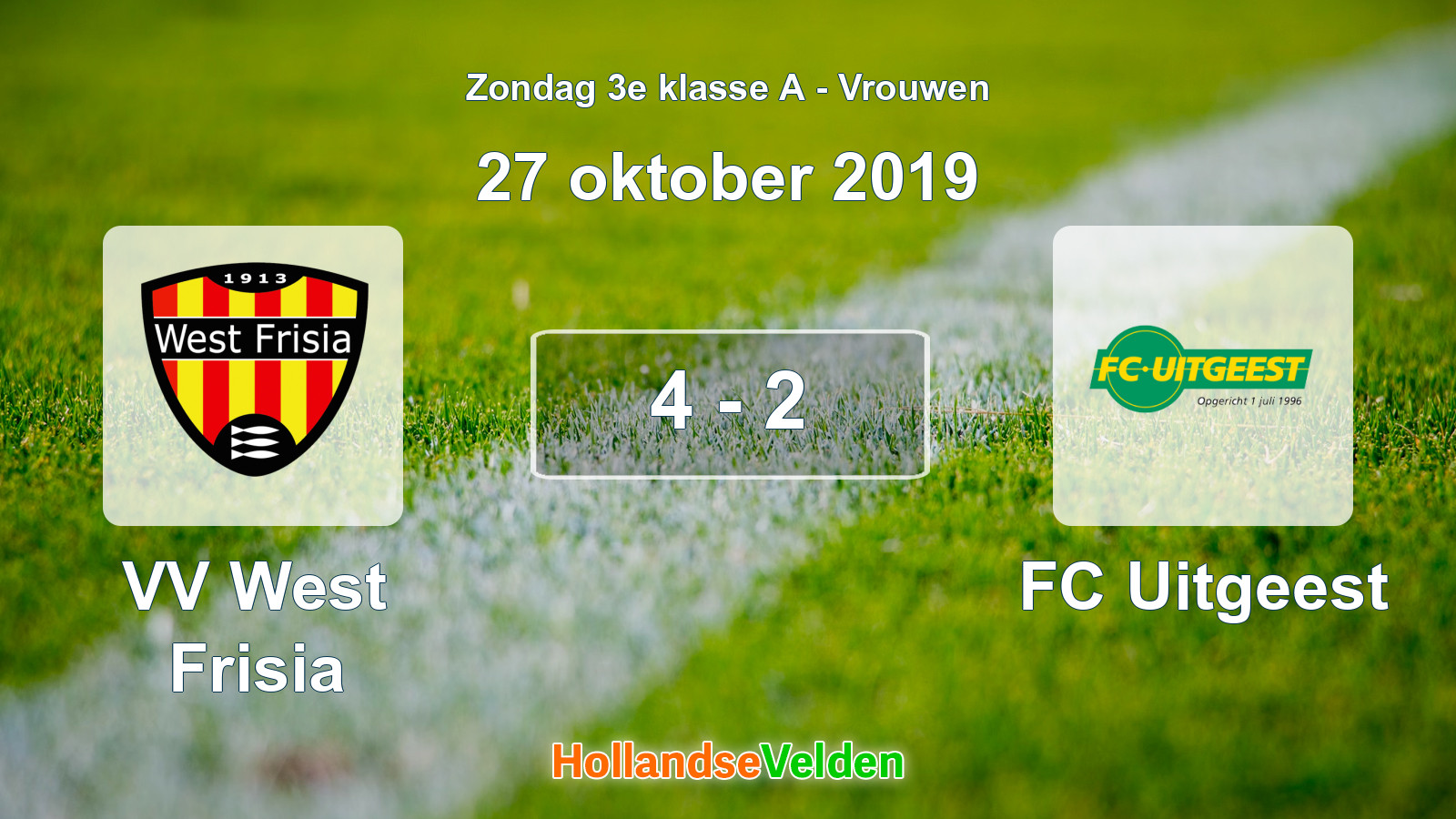 Gespeelde wedstrijd: VV West Frisia - FC Uitgeest 4 - 2 (27 oktober 2019)