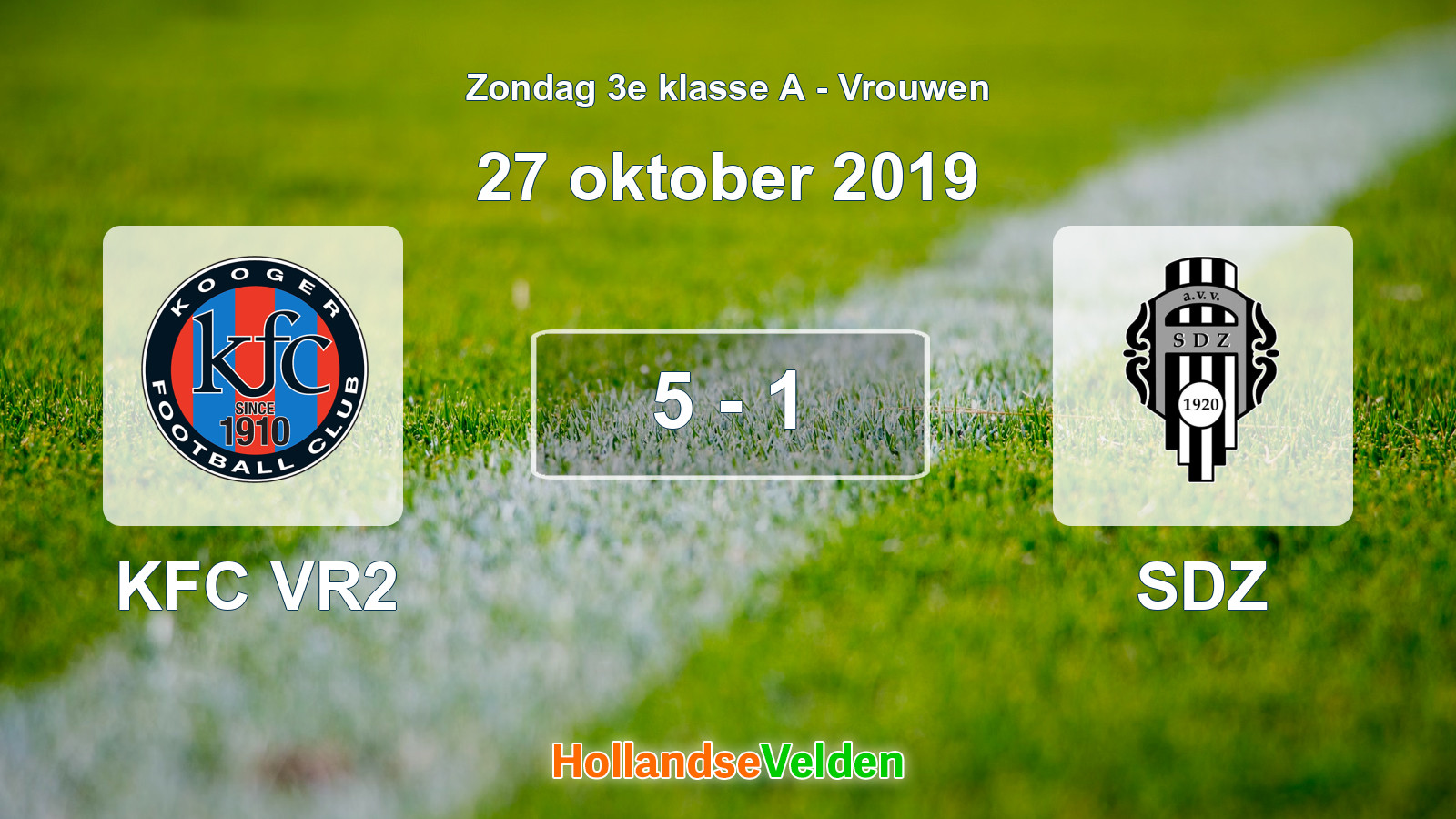 Gespeelde wedstrijd: KFC VR2 - SDZ 5 - 1 (27 oktober 2019)
