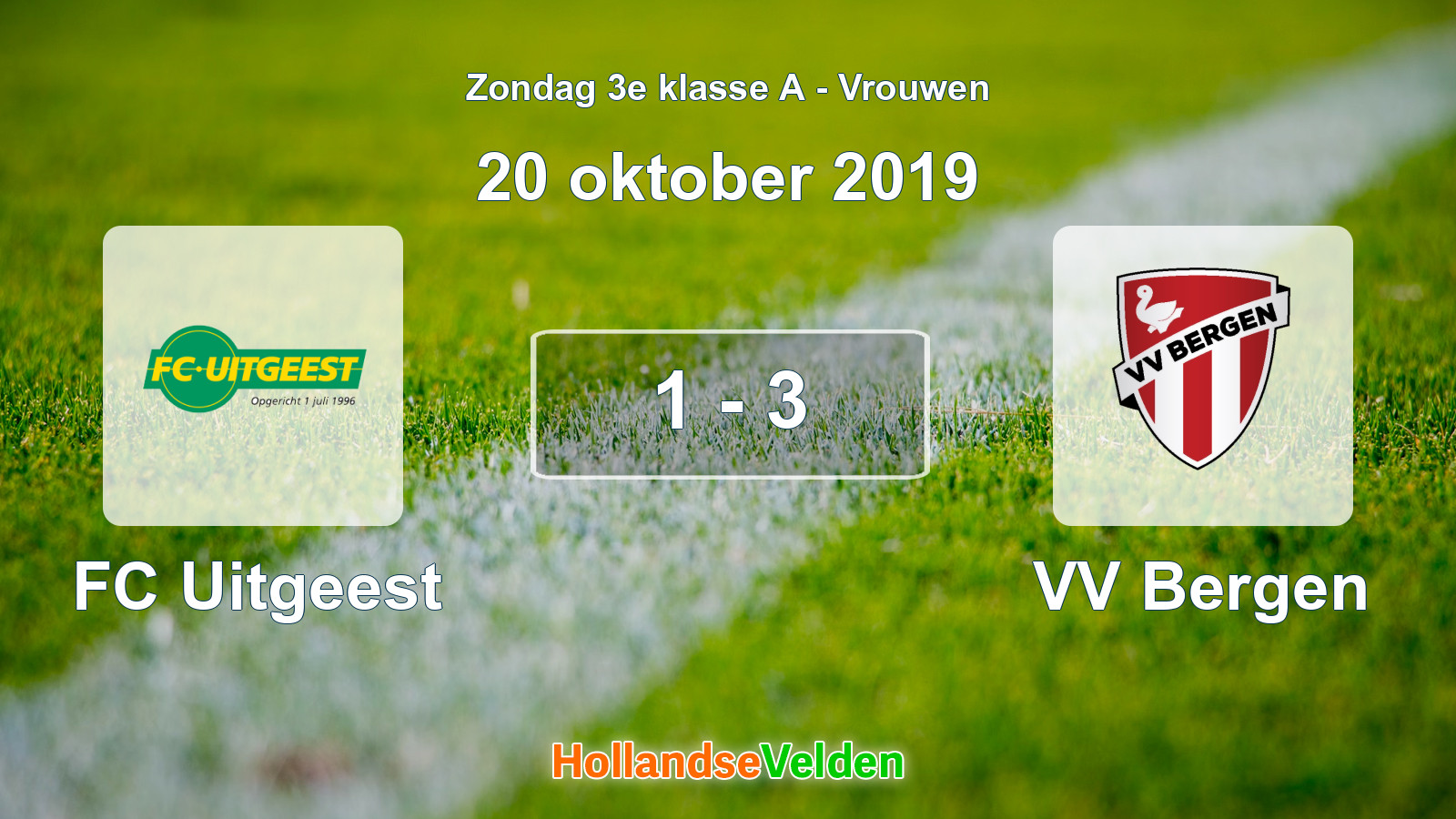 Gespeelde wedstrijd: FC Uitgeest - VV Bergen 1 - 3 (20 oktober 2019)