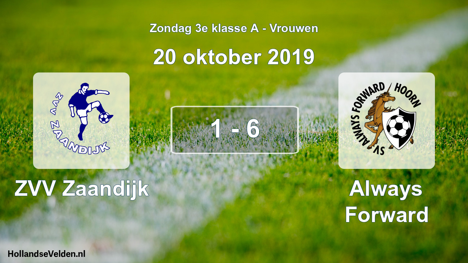 Gespeelde wedstrijd: ZVV Zaandijk - Always Forward 1 - 6 (20 oktober 2019)