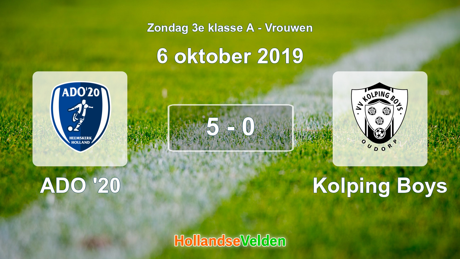 Gespeelde wedstrijd: ADO '20 - Kolping Boys 5 - 0 (6 oktober 2019)