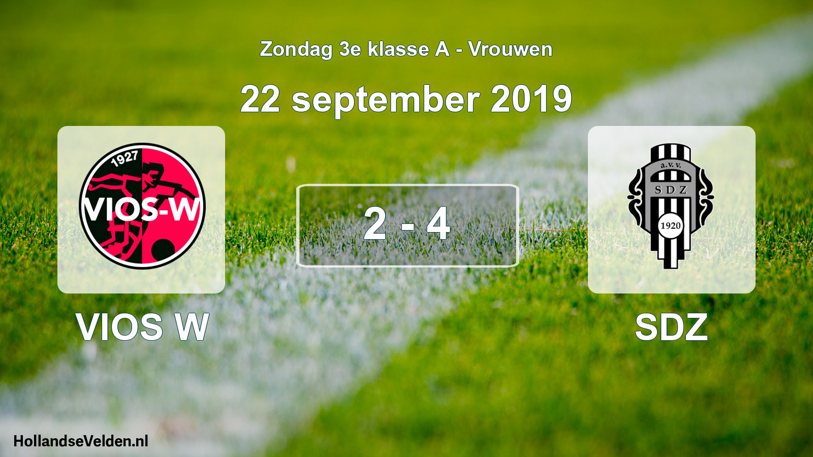 Gespeelde wedstrijd: VIOS W - SDZ 2 - 4 (22 september 2019)