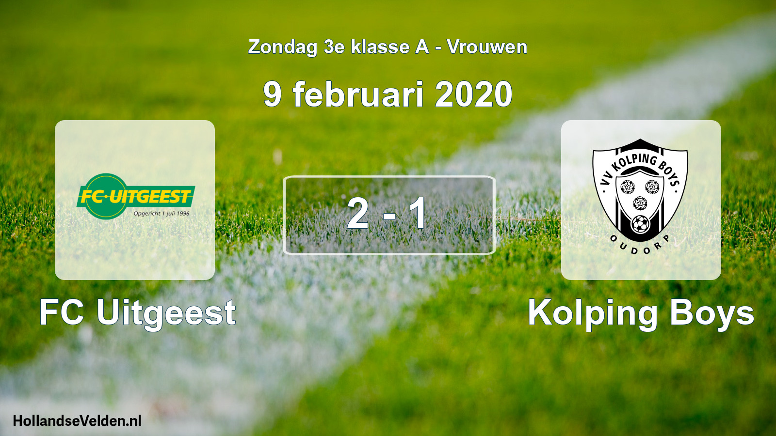 Gespeelde wedstrijd: FC Uitgeest - Kolping Boys 2 - 1 (9 februari 2020)