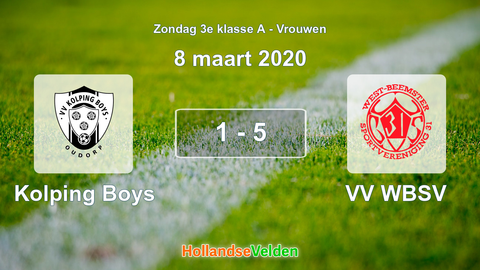 Gespeelde wedstrijd: Kolping Boys - VV WBSV 1 - 5 (8 maart 2020)