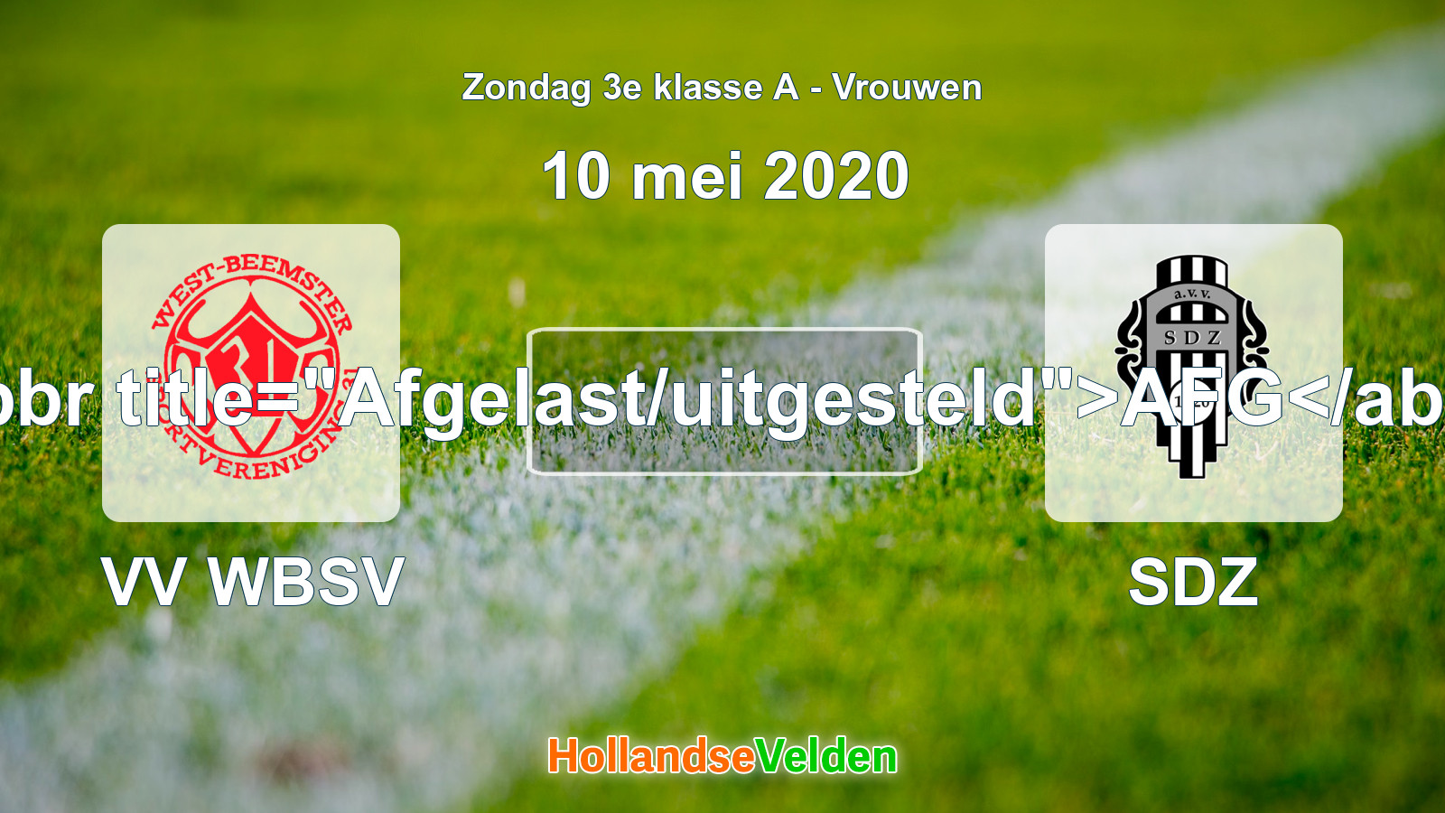 Geplande wedstrijd: VV WBSV - SDZ (10 mei 2020)