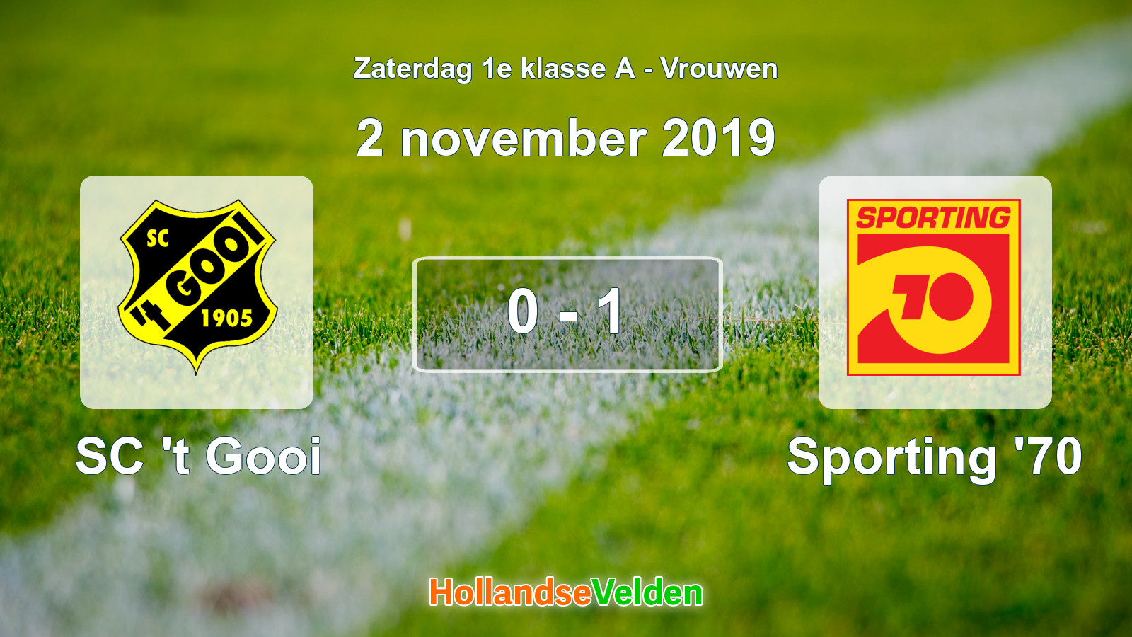 Gespeelde wedstrijd: SC 't Gooi - Sporting '70 0 - 1 (2 november 2019)