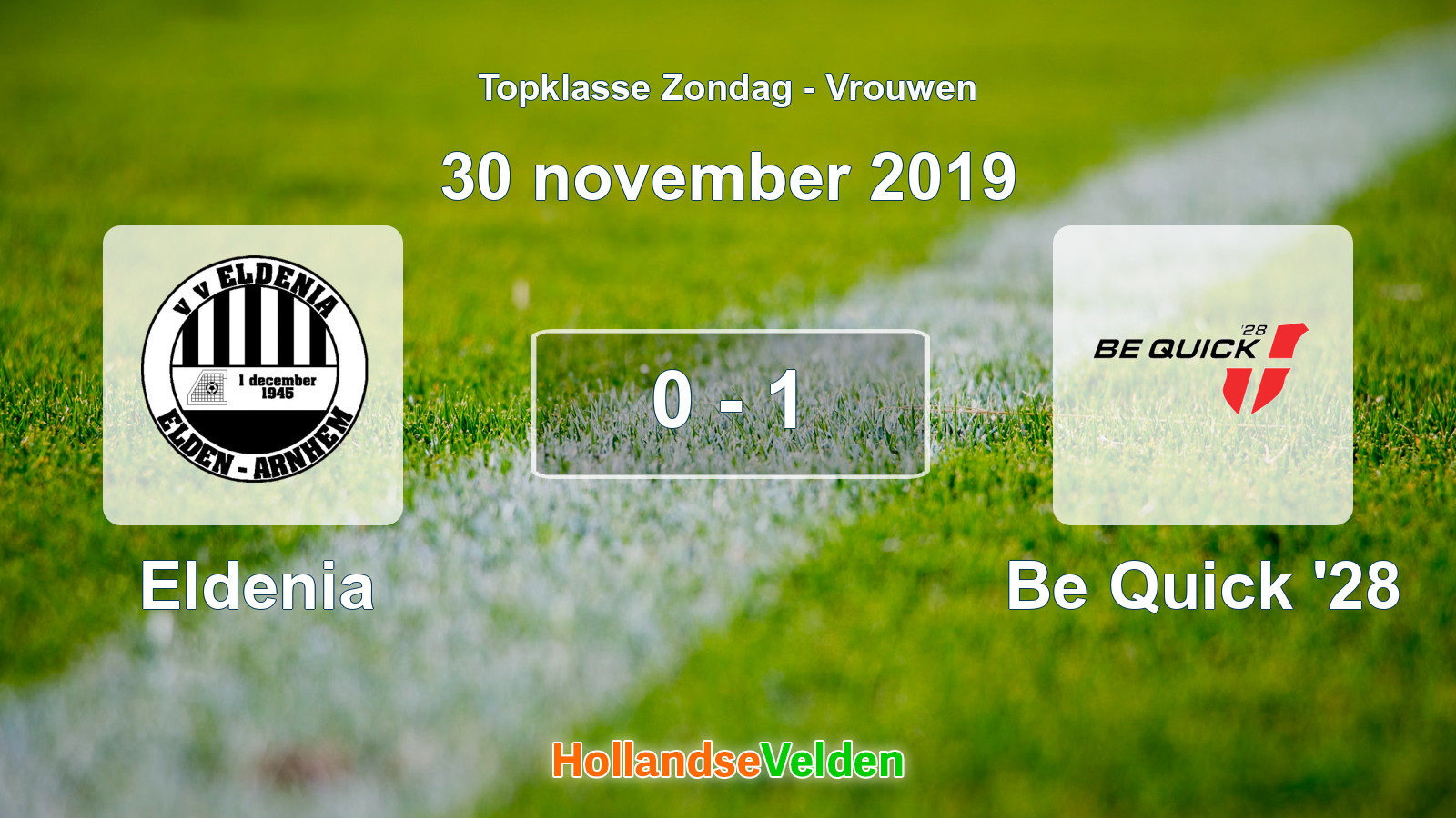 Gespeelde wedstrijd: Eldenia - Be Quick '28 0 - 1 (30 november 2019)
