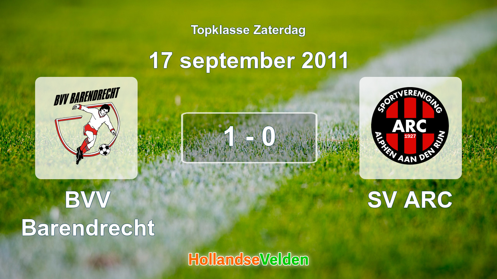 Gespeelde wedstrijd: BVV Barendrecht - SV ARC 1 - 0 (17 september 2011)
