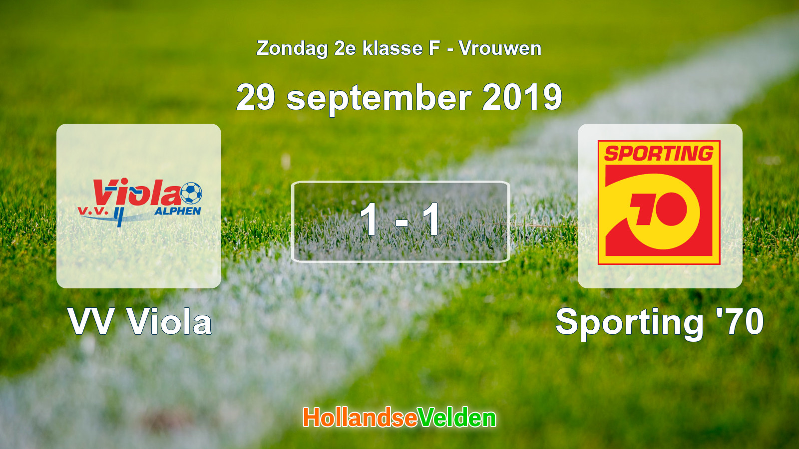Gespeelde wedstrijd: VV Viola - Sporting '70 1 - 1 (29 september 2019)