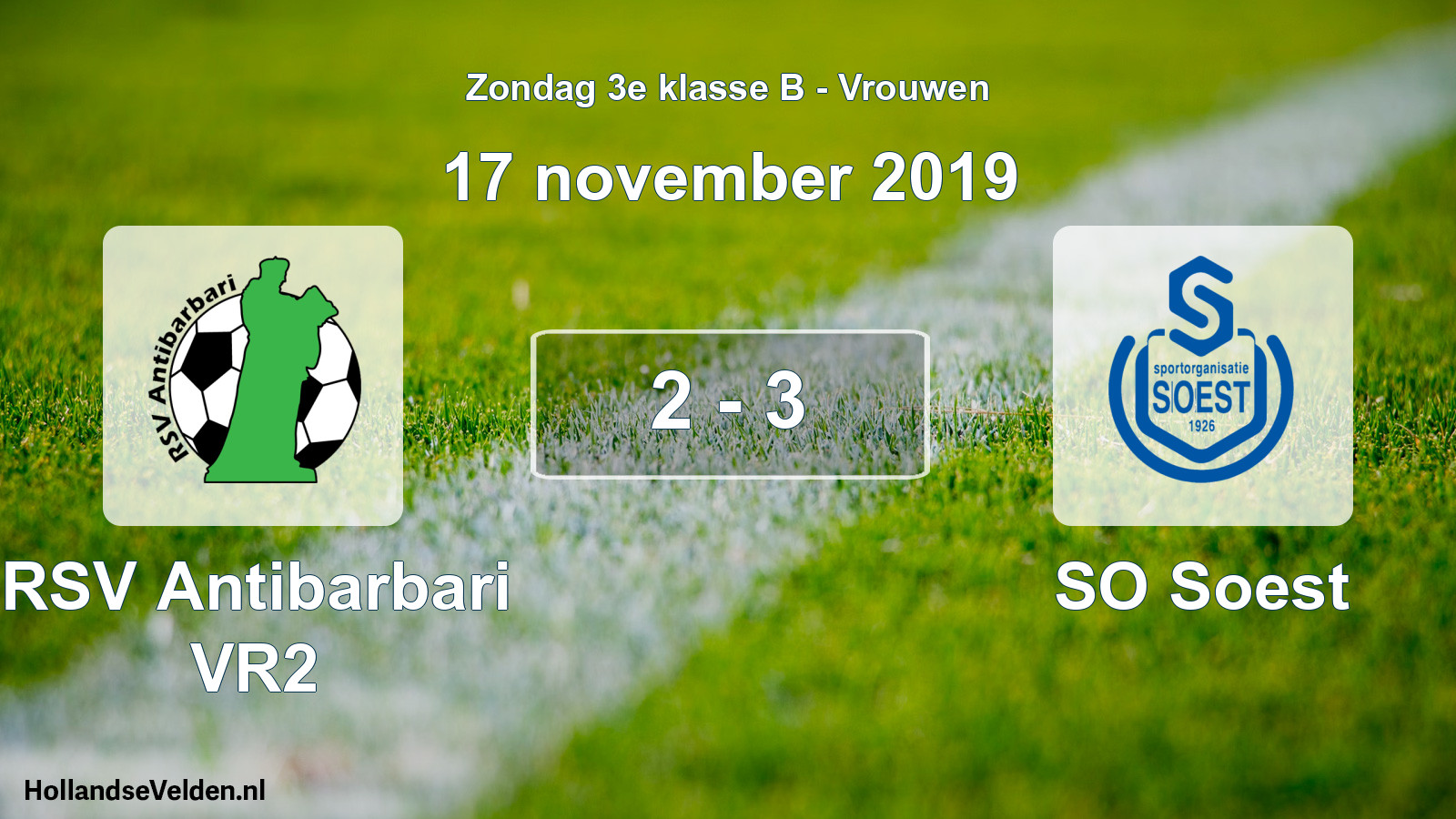 Gespeelde wedstrijd: RSV Antibarbari VR2 - SO Soest 2 - 3 (17 november 2019)