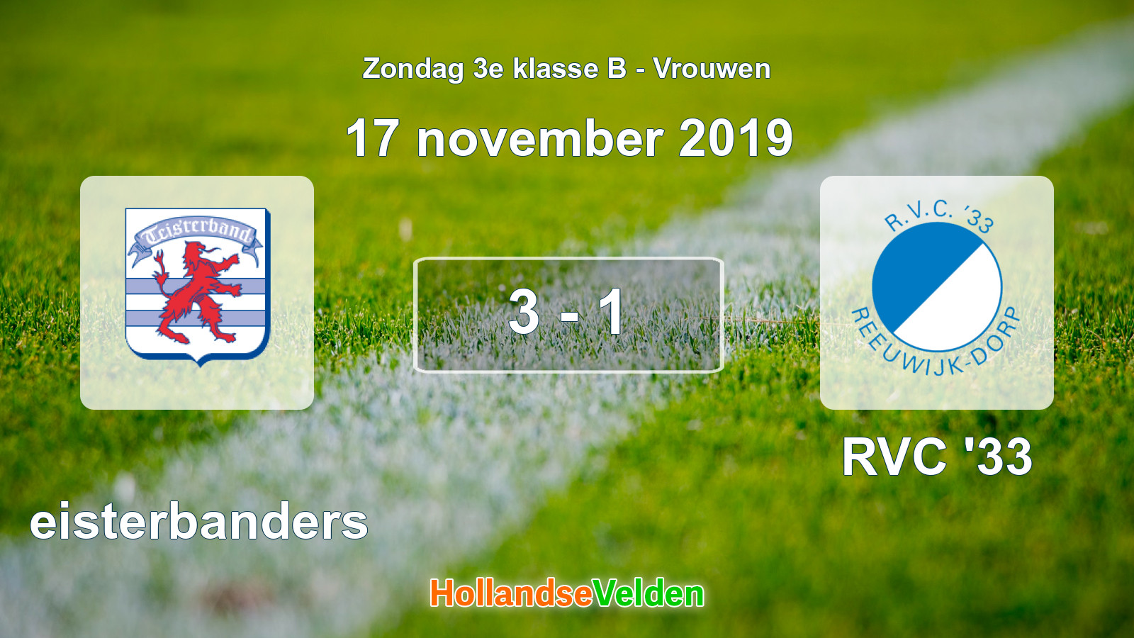 Gespeelde wedstrijd: Teisterbanders - RVC '33 3 - 1 (17 november 2019)