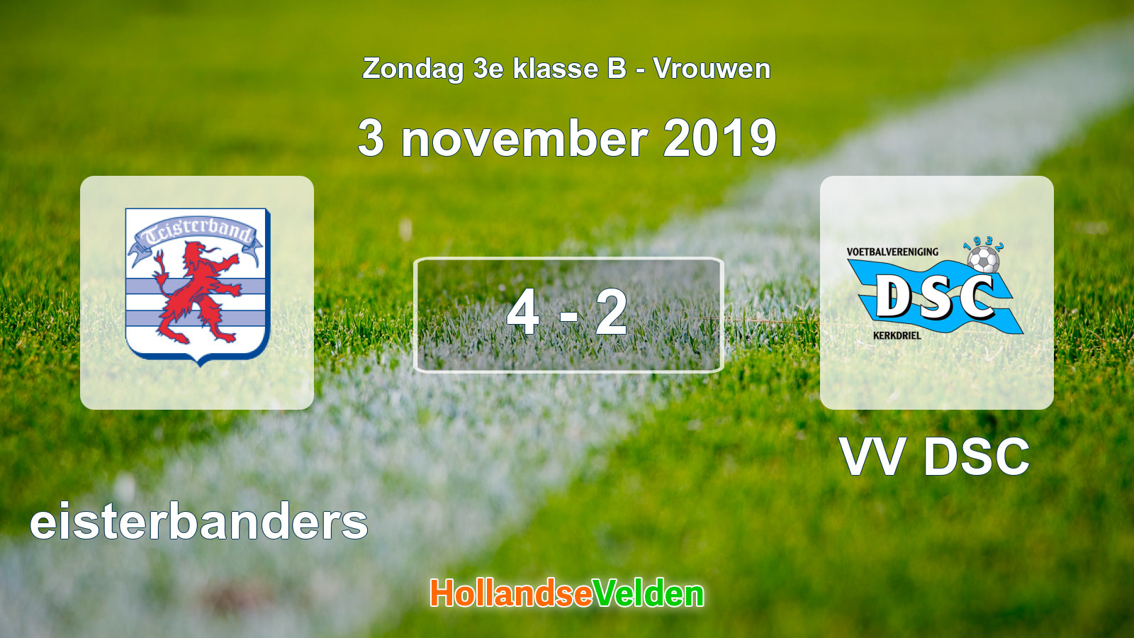Gespeelde wedstrijd: Teisterbanders - VV DSC 4 - 2 (3 november 2019)