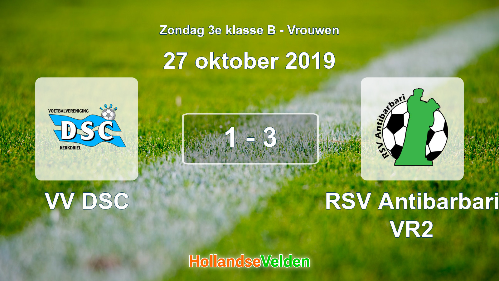 Gespeelde wedstrijd: VV DSC - RSV Antibarbari VR2 1 - 3 (27 oktober 2019)
