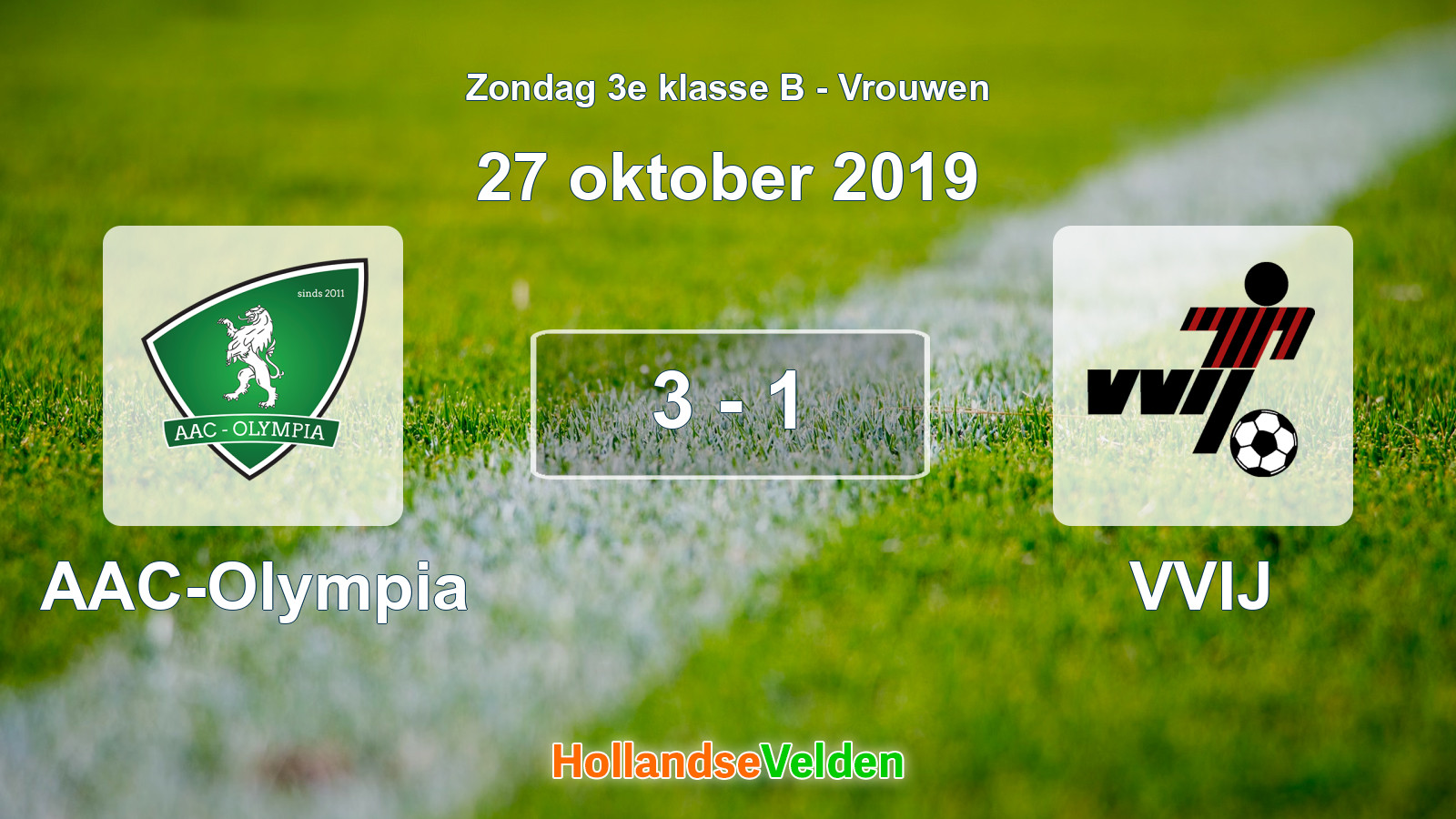 Gespeelde wedstrijd: AAC-Olympia - VVIJ 3 - 1 (27 oktober 2019)