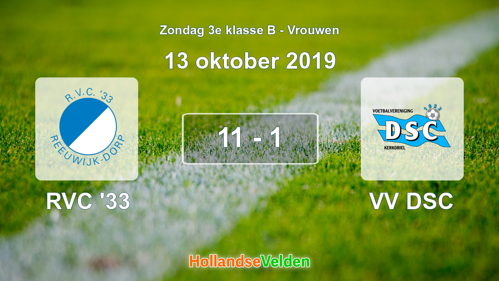Gespeelde wedstrijd: RVC '33 - VV DSC 11 - 1 (13 oktober 2019)