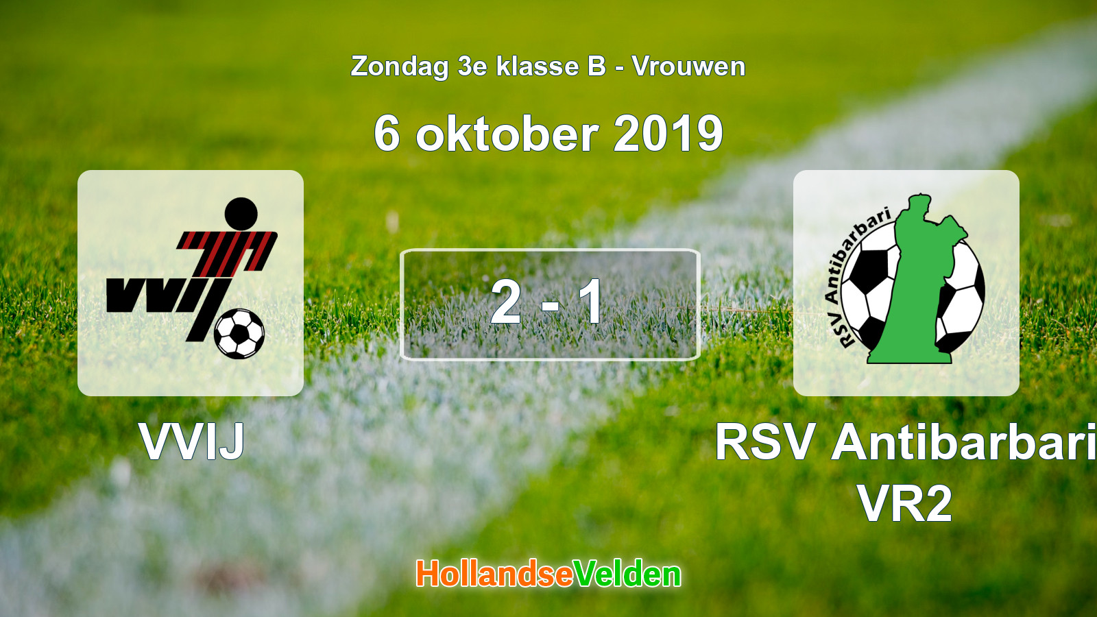Gespeelde wedstrijd: VVIJ - RSV Antibarbari VR2 2 - 1 (6 oktober 2019)