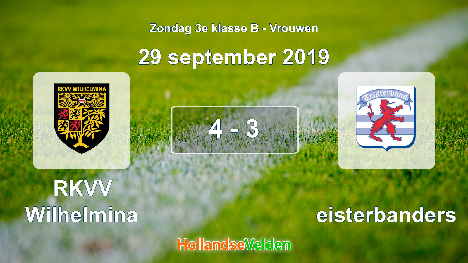 Gespeelde wedstrijd: RKVV Wilhelmina - Teisterbanders 4 - 3 (29 september 2019)