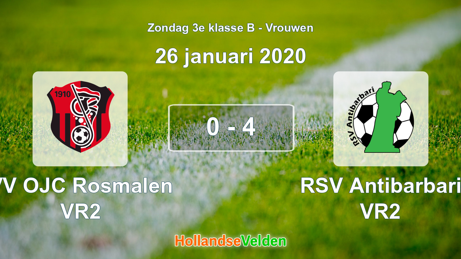 Gespeelde wedstrijd: VV OJC Rosmalen VR2 - RSV Antibarbari VR2 0 - 4 (26 januari 2020)