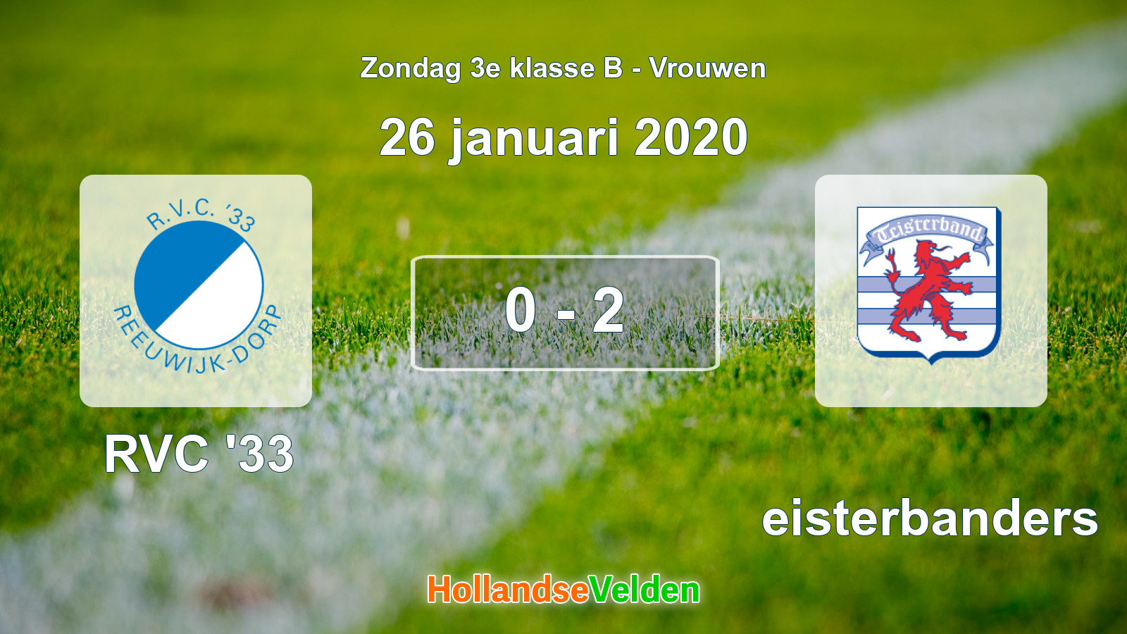 Gespeelde wedstrijd: RVC '33 - Teisterbanders 0 - 2 (26 januari 2020)
