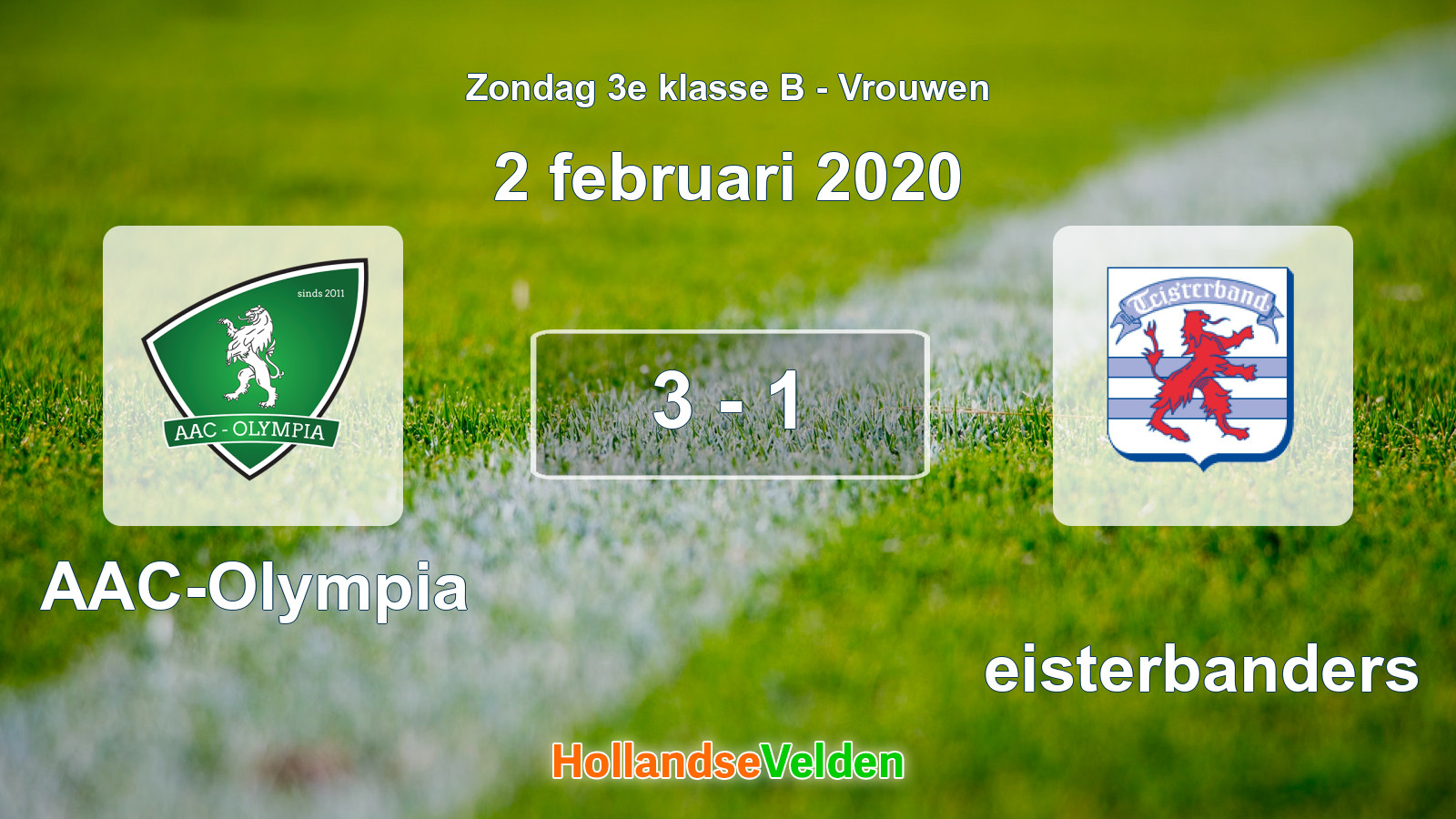 Gespeelde wedstrijd: AAC-Olympia - Teisterbanders 3 - 1 (2 februari 2020)