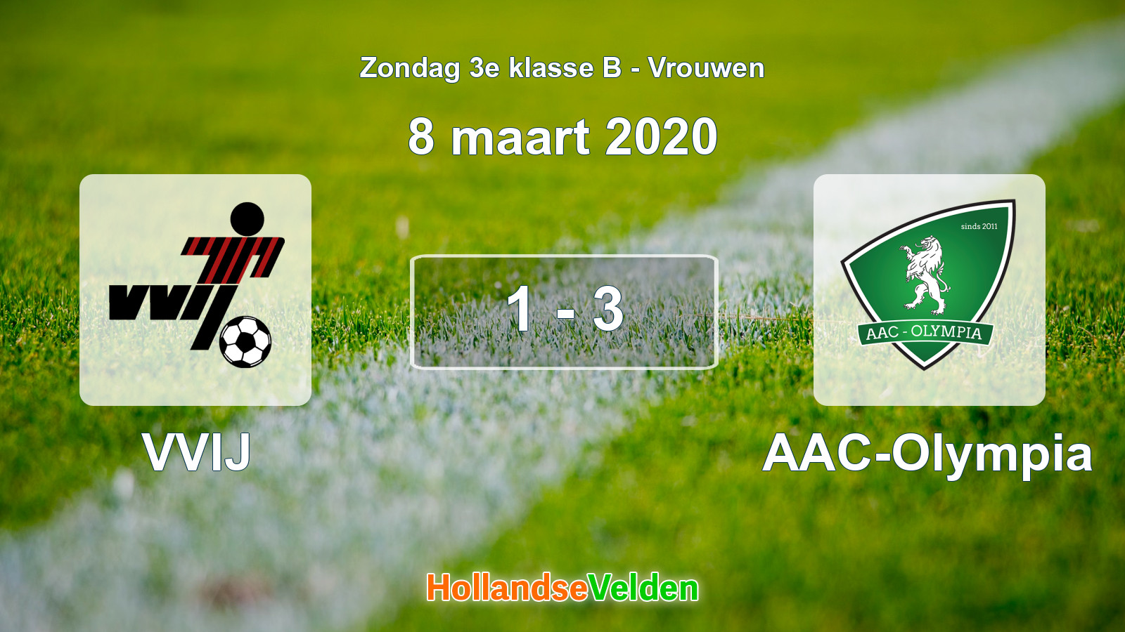 Gespeelde wedstrijd: VVIJ - AAC-Olympia 1 - 3 (8 maart 2020)