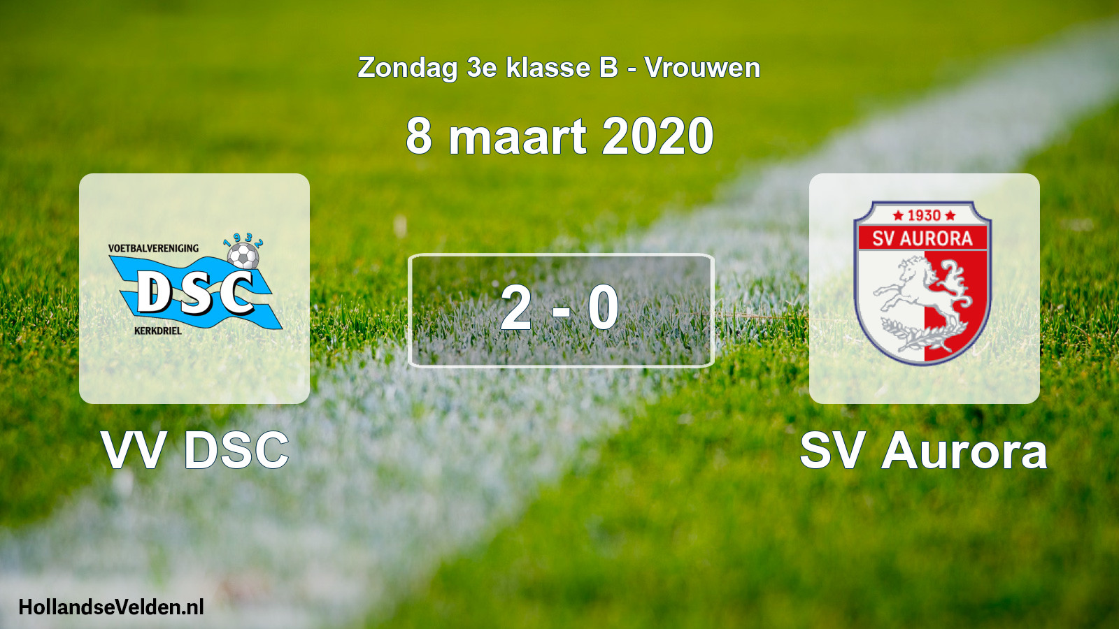 Gespeelde wedstrijd: VV DSC - SV Aurora 2 - 0 (8 maart 2020)