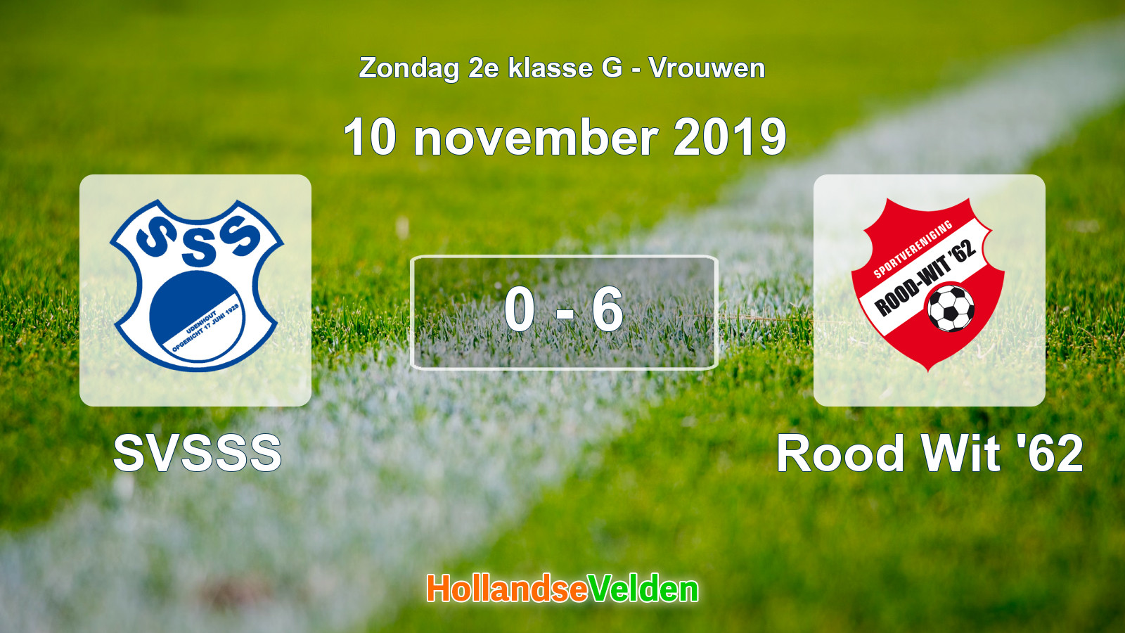 Gespeelde wedstrijd: SVSSS - Rood Wit '62 0 - 6 (10 november 2019)