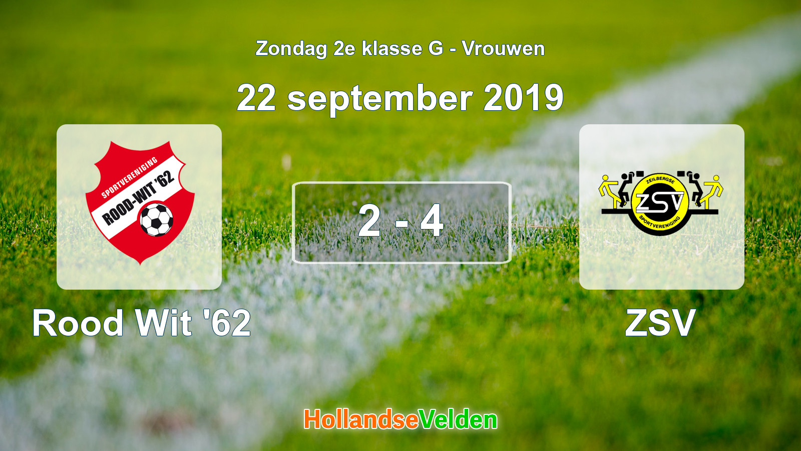 Gespeelde wedstrijd: Rood Wit '62 - ZSV 2 - 4 (22 september 2019)
